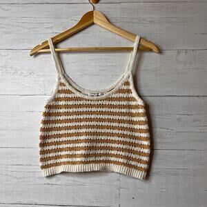 Madewell Tank Womens Size Medium Striped Open Stitch Sweater 100% Cotton